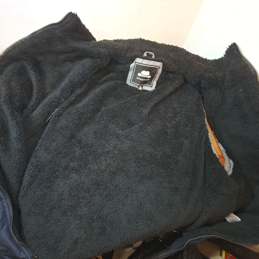 EUC Mens Winston Faux Fur Lined Vest Size 3XL Full Zip Front Pockets Gray & Blue - Picture 6 of 9
